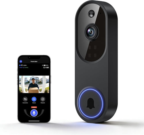 1080P Wireless Video Doorbell Camera, Outdoor Surveillance Cameras, FHD Live View, Cloud Storage, AI Human Detection, Instant Alert, Night Vision, Two Way Audio, 2.4G Wifi Only