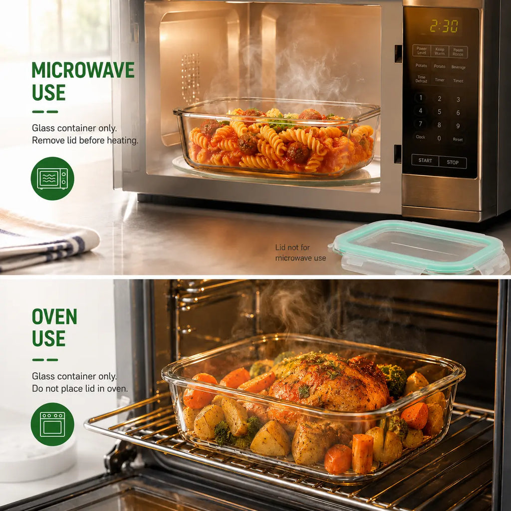 8-Piece Premium Glass Meal Prep Container Set with Dividers, Bpa-Free 4-Side Locking Lids, Stackable Food Storage Containers for Lunch, Leftovers and Refrigerator Organization Microwave Safe Oven Safe Dishwasher Safe
