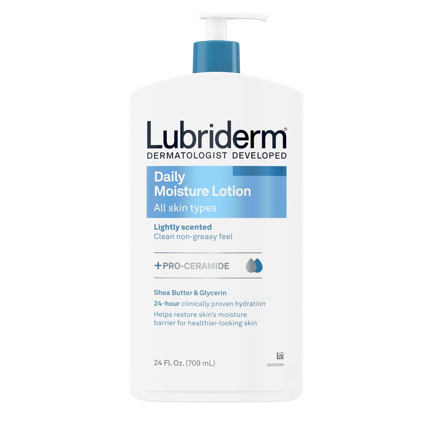 Lubriderm Daily Moisture Lotion + Pro-Ceramide, Shea Butter & Glycerin, Hydrating Face, Hand & Body Lotion, 24-Hour Moisturizer for Dry Skin, Paraben & Dye Free, Scented, Non-Greasy 24 FL OZ Pack of 3