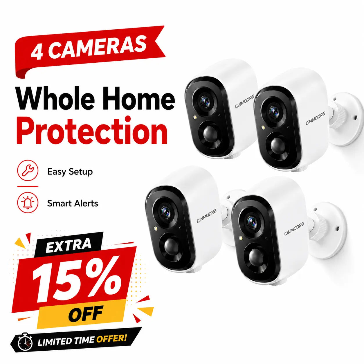 CINMOORE 2.5K Wireless Home Security Camera - Magnetic Wifi Camera with Color Night Vision, 2-Way Audio, Human Motion Sensor, Local Storage, Waterproof, Easy Installation, Smart Home Gadget for Garage, Camera Security Cameras for Home