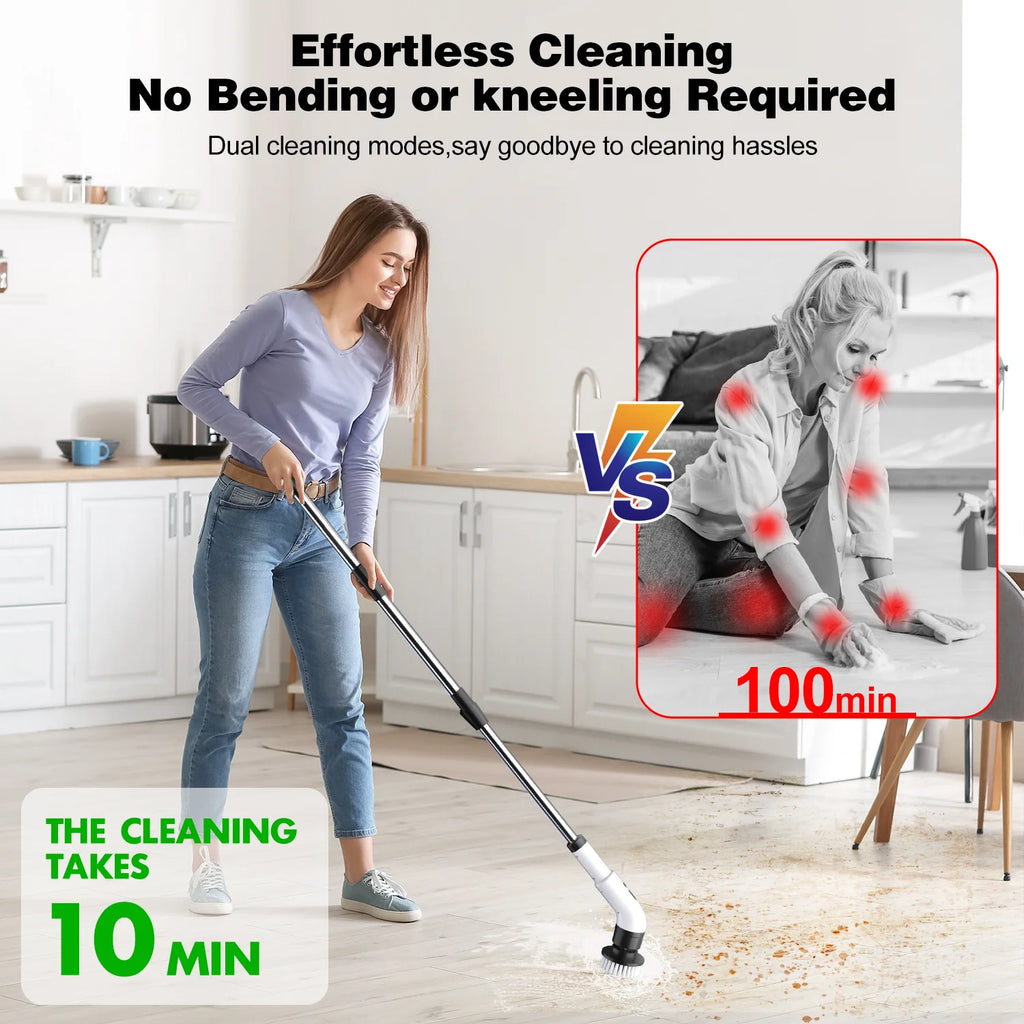 Electric Spin Scrubber Cordless - 500RPM Power Scrubber for Shower Cleaning, Bathroom 