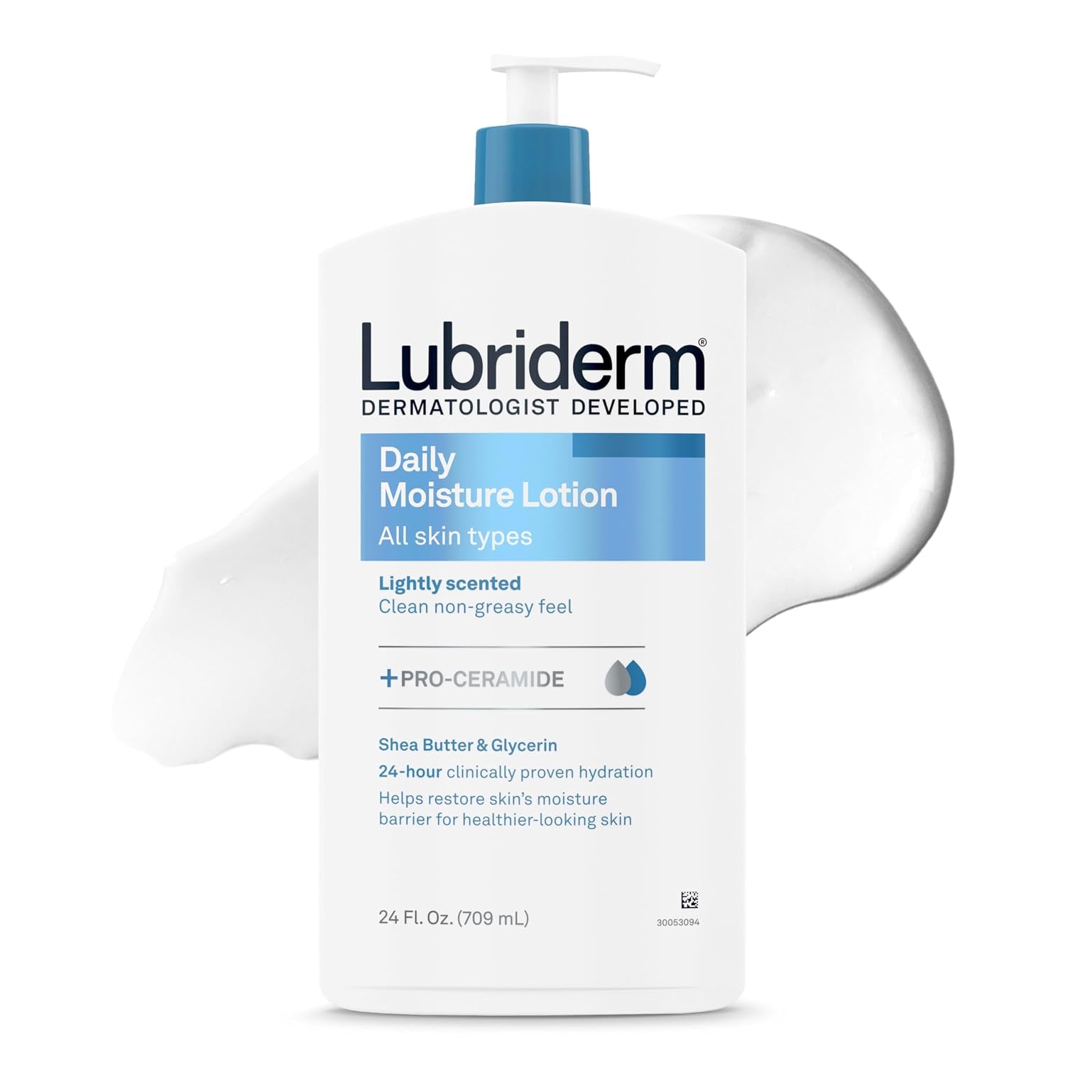 Lubriderm Daily Moisture Lotion + Pro-Ceramide, Shea Butter & Glycerin, Hydrating Face, Hand & Body Lotion, 24-Hour Moisturizer for Dry Skin, Paraben & Dye Free, Scented, Non-Greasy 24 FL OZ Pack of 3