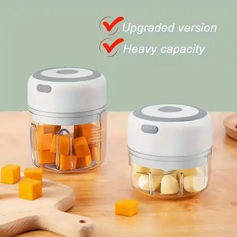 Portable Mini Multifunctional Electric Food Chopper, Single Speed Mincer for Veg, Tomato, Ginger Paste, Button Activated Mini Blender, Compact Kitchen Gadget for Baby Food, Seasoning & Daily Home Ingredient Prep for Small Family Home Cooking Daily Use