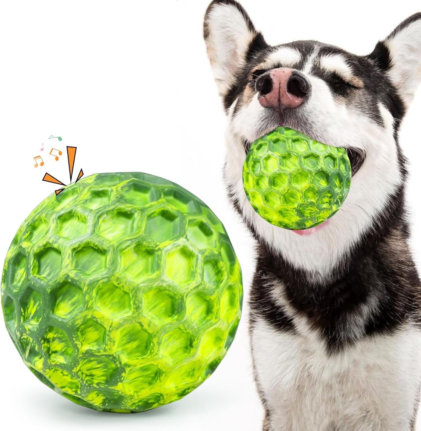Squeaky Dog Toys for Aggressive Chewers, Indestructible Dog Balls for Aggressive Chewers, Squeaky Balls for Dogs, Interactive Toys for Large Dogs, Funny Heavy Duty Ball