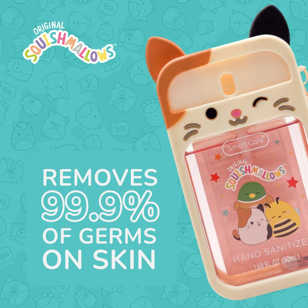 Smart Care Squishmallows Hand Sanitizer Sprays with Case and Wristlet, 1.69Oz, Quick-Drying and Non-Sticky, Kills 99% of Germs, Assorted Scents