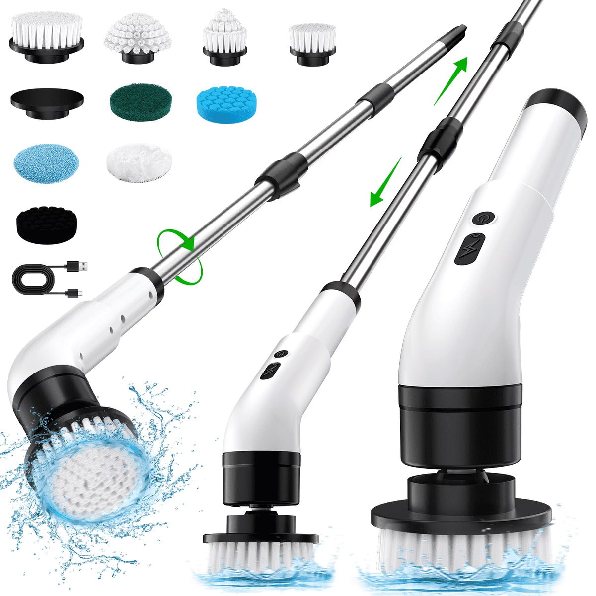 Electric Spin Scrubber Cordless - 500RPM Power Scrubber for Shower Cleaning, Bathroom 