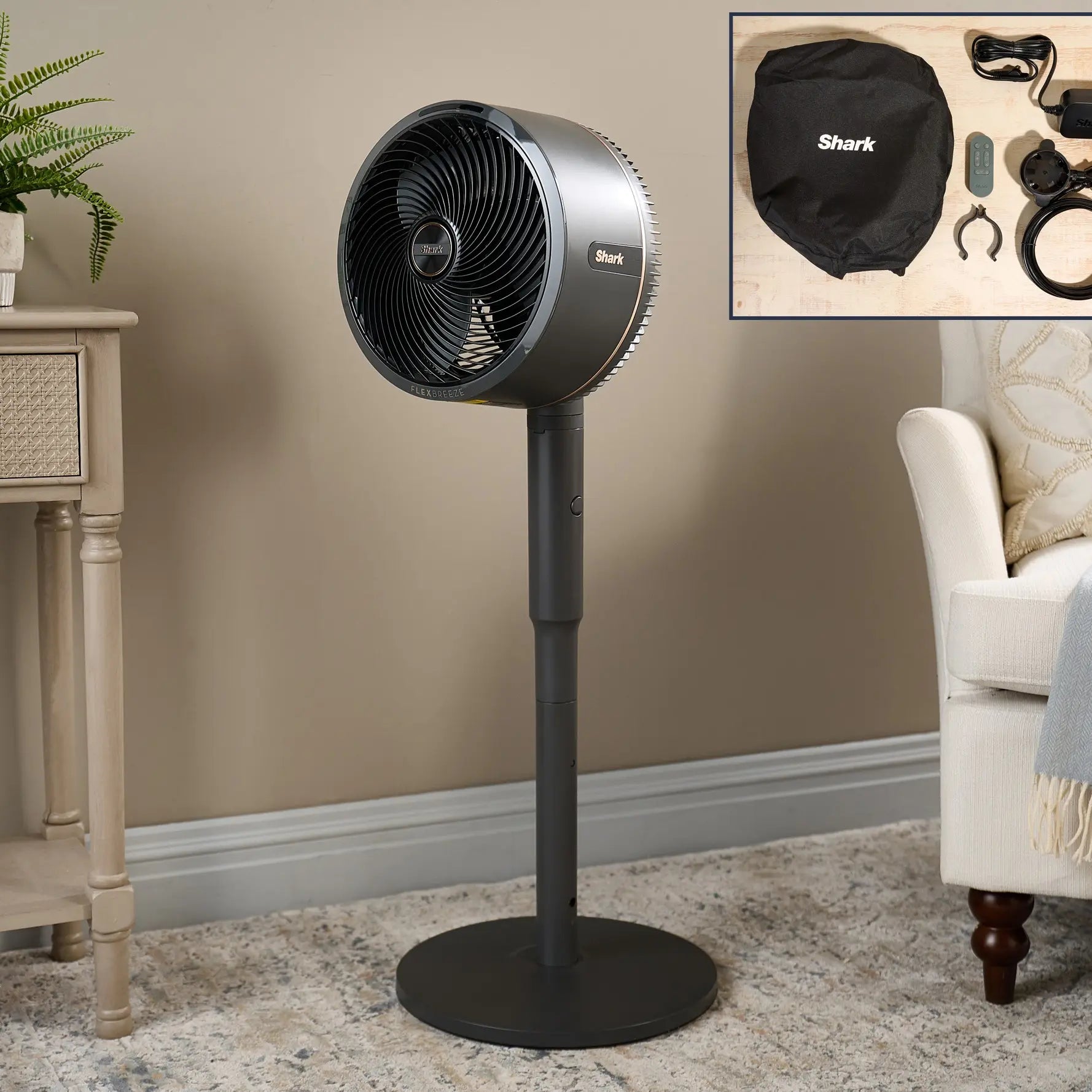 Shark Flexbreeze Indoor/Outdoor Cordless Fan W/ Car Charger
