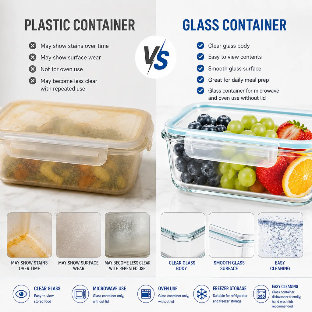 8-Piece Premium Glass Meal Prep Container Set with Dividers, Bpa-Free 4-Side Locking Lids, Stackable Food Storage Containers for Lunch, Leftovers and Refrigerator Organization Microwave Safe Oven Safe Dishwasher Safe