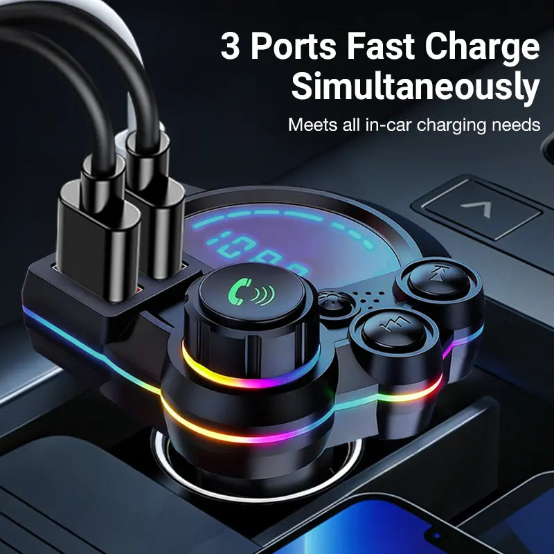 Bluetooth 5.3 FM Transmitter for Car, PD 30W & QC 3.0 Fast Charging, Deep Bass Hi-Fi Music Player, Wireless Radio Adapter with RGB Backlit, Hands-Free Calling, Car Gadgets & Road Trip Essentials for All Vehicles