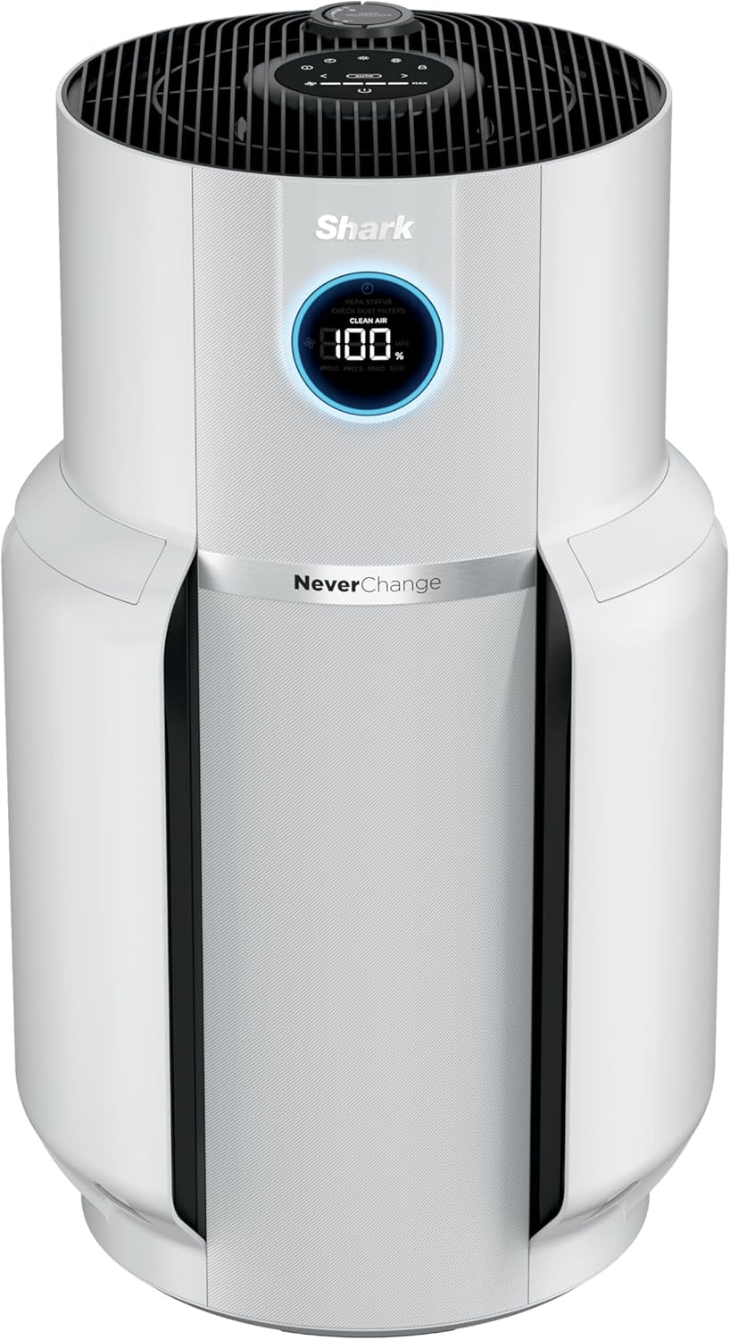 Shark Air Purifier for Home, Neverchange, for Large Room, Hepa-Exceeding Filter, Captures Pollutants, Pet Dander, Dust, Odor, Smoke, and More, Odor Neutralizer, HP152, Charcoal