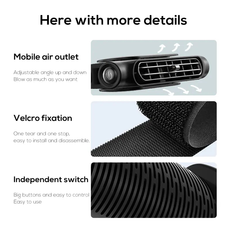 Joytutus Portable Car Seat Fan 3 Speeds Adjustable Car Headrest Cooling Air Fan USB Powered Air Cooling Fan for Front Rear Seat Passenger 3000Mah