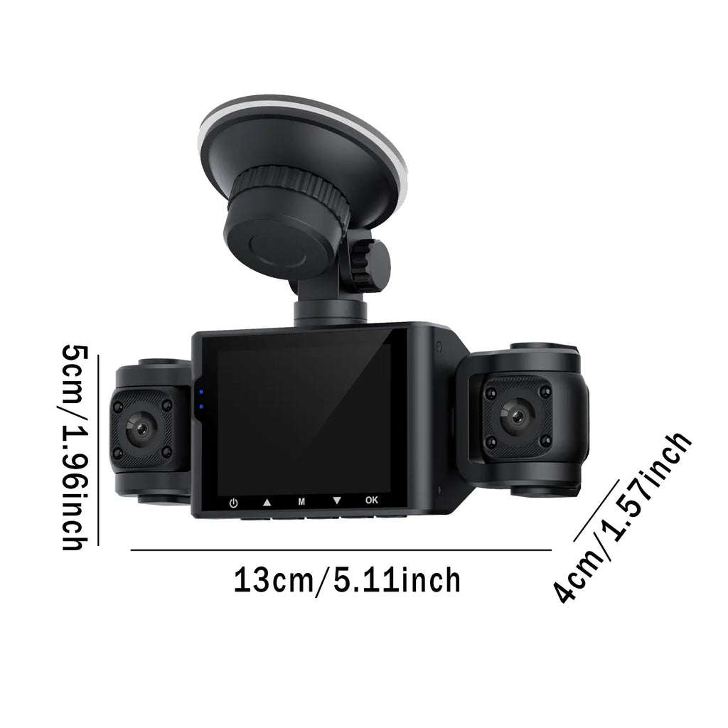 4-Channel 360° Dash Camera with 1080P Resolution, Night Vision, 24-Hour Parking Mode, and 64GB Memory Card - Front, Rear, and Interior Automotive Video Recorder
