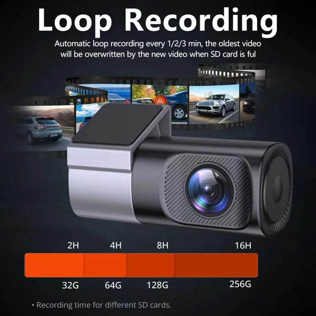 Wired Wifi Dash Cam 1080P HD ，Comes with a Free 32GB TF Card 360° Rotatable Mini Car Camera with Night Vision, Loop Recording, 24H Parking Monitor Dvr Card Storage